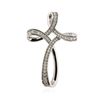 Image 1 : 14KT White Gold 0.82 ctw Diamond Cross Pendant