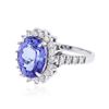 Image 2 : 14KT White Gold 4.80 ctw Tanzanite and Diamond Ring