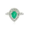 Image 1 : 18KT White Gold 1.09 ctw Emerald and Diamond Ring