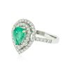 Image 2 : 18KT White Gold 1.09 ctw Emerald and Diamond Ring