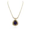 Image 2 : 14KT Yellow Gold 20.44 ctw GIA Certified Tanzanite and Diamond Necklace