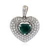 Image 1 : 18KT White Gold 0.82 ctw Emerald and Diamond Pendant