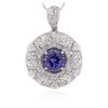 Image 2 : 14KT White Gold 5.03 ctw Tanzanite and Diamond Pendant With Chain