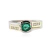 Image 1 : 14KT Two-Tone Gold 0.55 ctw Emerald and Diamond Ring