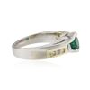 Image 2 : 14KT Two-Tone Gold 0.55 ctw Emerald and Diamond Ring