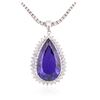 Image 2 : 14KT White Gold GIA Certified 31.37 ctw Tanzanite and Diamond Pendant With Chain