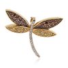Image 1 : 14KT Yellow Gold 0.22 ctw Ruby and Diamond Dragonfly Pendant
