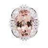 Image 1 : 14KT White Gold 13.08 ctw Morganite and Diamond Ring