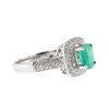 Image 2 : 14KT White Gold 1.08 ctw Emerald and Diamond Ring