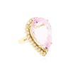 Image 2 : 14KT Yellow Gold 38.02 ctw GIA Certified Kunzite and Diamond Ring