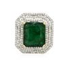 Image 1 : 14KT Two-Tone 17.96 ctw Emerald and Diamond Ring
