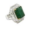 Image 2 : 14KT Two-Tone 17.96 ctw Emerald and Diamond Ring