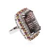 Image 2 : 14KT White Gold 23.93 ctw Tourmaline, Ruby, Sapphire and Diamond Ring