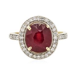 14KT Yellow Gold 4.98 ctw Ruby and Diamond Ring