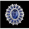 Image 1 : 18KT White Gold 13.89 ctw Sapphire and Diamond Ring