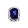 Image 1 : 14KT White Gold GIA Certified 24.85 ctw Tanzanite and Diamond Ring