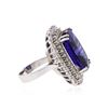 Image 3 : 14KT White Gold GIA Certified 24.85 ctw Tanzanite and Diamond Ring