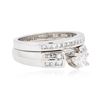 Image 2 : Platinum 0.94 ctw Diamond Ring Wedding Set