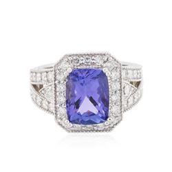 14KT White Gold 4.51 ctw Tanzanite and Diamond Ring