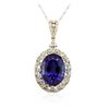 Image 2 : 18KT Yellow Gold 33.71 ctw GIA Certified Tanzanite and Diamond Pendant W/ Chain