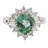 Image 1 : 14KT White Gold 2.74 ctw Tourmaline and Diamond Ring