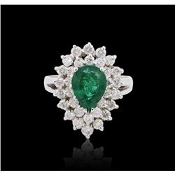 18KT White Gold GIA Certified 1.50 ctw Emerald and Diamond Ring