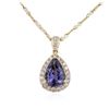 Image 2 : 14KT Yellow Gold 2.54 ctw Tanzanite and Diamond Pendant With Chain