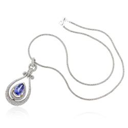 14KT Two-Tone Gold 5.73 ctw Tanzanite and Diamond Pendant With Chain