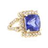 Image 2 : 14KT Yellow Gold 10.28 ctw GIA Cert Tanzanite and Diamond Ring