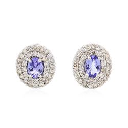 14KT White Gold 1.40 ctw Tanzanite and Diamond Earrings
