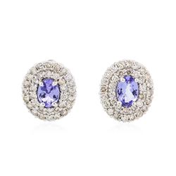 14KT White Gold 1.40 ctw Tanzanite and Diamond Earrings