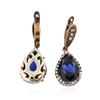 Image 2 : SILVER 21.12 ctw Blue Crystal and Cubic Zirconia Earrings
