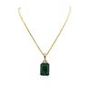 Image 2 : 14KT Yellow Gold GIA Certified 38.72 ctw Emerald and Diamond Pendant With Chain