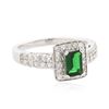 Image 2 : 14KT White Gold 0.71 ctw Tsavorite and Diamond Ring