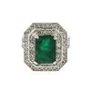Image 1 : 14KT White Gold 3.28 ctw Emerald and Diamond Ring