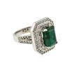 Image 2 : 14KT White Gold 3.28 ctw Emerald and Diamond Ring