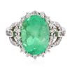 Image 1 : 14KT White Gold 3.42 ctw Emerald and Diamond Ring