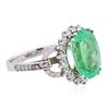 Image 2 : 14KT White Gold 3.42 ctw Emerald and Diamond Ring