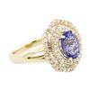Image 2 : 14KT Yellow Gold 2.28 ctw Tanzanite and Diamond Ring