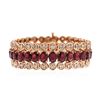 Image 1 : 14KT Rose Gold 44.70 ctw Ruby and Diamond Bracelet