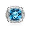 Image 1 : 14KT White Gold 13.29 ctw Topaz and Diamond Ring