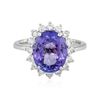 Image 1 : 14KT White Gold 4.50 ctw Tanzanite and Diamond Ring