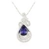 Image 2 : 18KT White Gold 4.63 ctw Tanzanite and Diamond Pendant With Chain