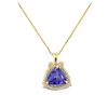 Image 2 : 14KT Yellow Gold 6.84 ctw Tanzanite and Diamond Pendant With Chain