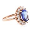 Image 2 : 14KT Rose Gold 2.89 ctw Tanzanite and Diamond Ring