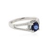 Image 2 : 18KT White Gold 0.98 ctw Sapphire and Diamond Ring