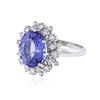 Image 2 : 14KT White Gold 4.91 ctw Tanzanite and Diamond Ring