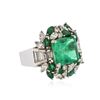 Image 2 : 18KT White Gold 5.80 ctw Emerald and Diamond Ring
