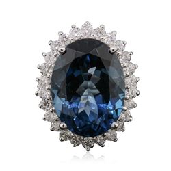 14KT White Gold 21.45 ctw Blue Topaz and Diamond Ring