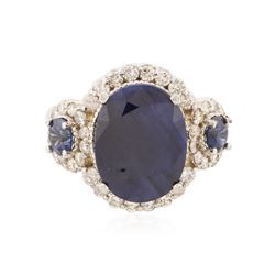 14KT White Gold 5.04 ctw Sapphire and Diamond Ring